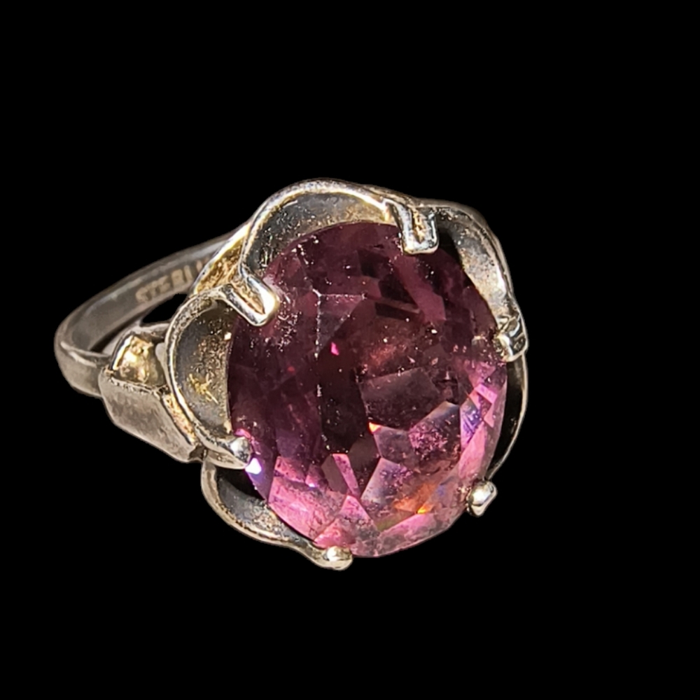 Sarah Coventry Vintage Sterling Silver February Purple Birthstone  Ring - Picture 3 of 10